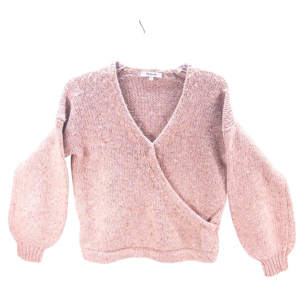 Madewell XS Wrap Front Balloon Sleeve‎ Knit Sweater Pullover